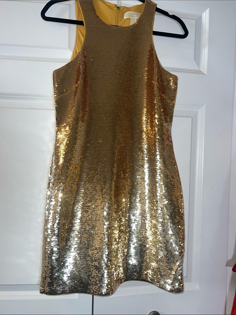 Michael Kors Gold Sequin Sleeveless Shift Dress - Picture 4 of 6